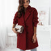 Color-Burgundy-Popular Autumn Winter Long Sleeve Set Collar Double Breasted Woolen Coat Women-Fancey Boutique