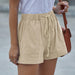 Color-khaki-Casual Tencel Shorts for Women Summer Solid Color Elastic Waist Sports Beach Pants-Fancey Boutique