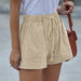 Color-Khaki-Casual Tencel Shorts for Women Summer Solid Color Elastic Waist Sports Beach Pants-Fancey Boutique