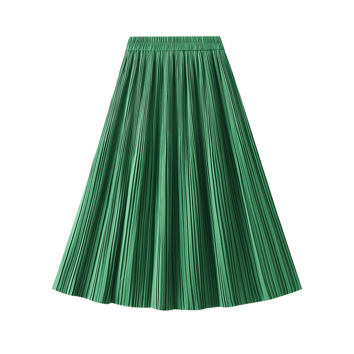 Color-Summer High Waist Pleated Skirt Spring Summer Korean Drape Young Slimming Skirt Pink-Fancey Boutique