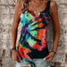 Color-Women's Clothing Summer Random Printing Painted V neck Open Vest Top Women-Fancey Boutique