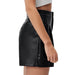 Color-Women Clothing High Waist Faux Leather Pant Belt Pocket Shorts Women Sexy Casual Pants High End-Fancey Boutique