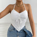 Color-Sexy Trendy Halter Strap Vest Women Sexy Slim Fit Drawstring Irregular Asymmetric Spaghetti Strap Top-Fancey Boutique