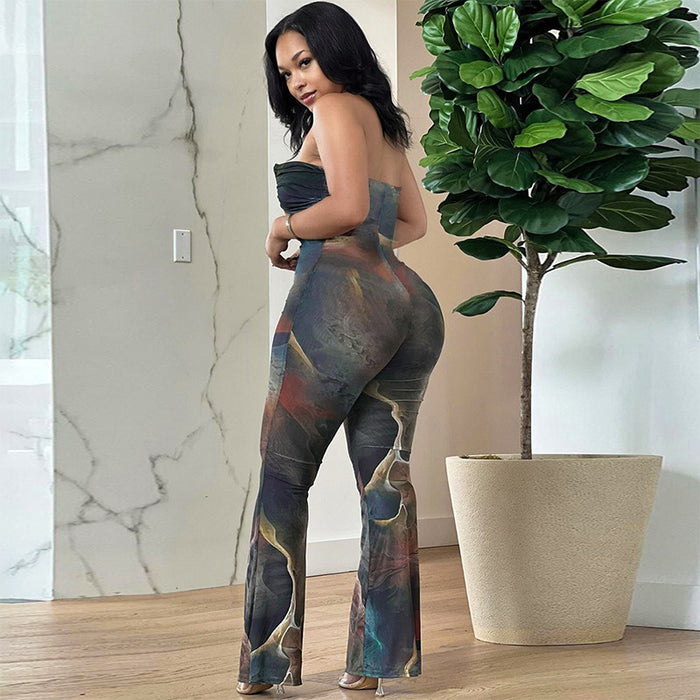 Color-Women Clothing Sexy Casual Printed Slim Fit Hip Raise Jumpsuit-Fancey Boutique