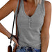 Color-Light Gray-Summer Women Breasted Knitted Vest Solid Color V neck Sleeveless Top Women-Fancey Boutique