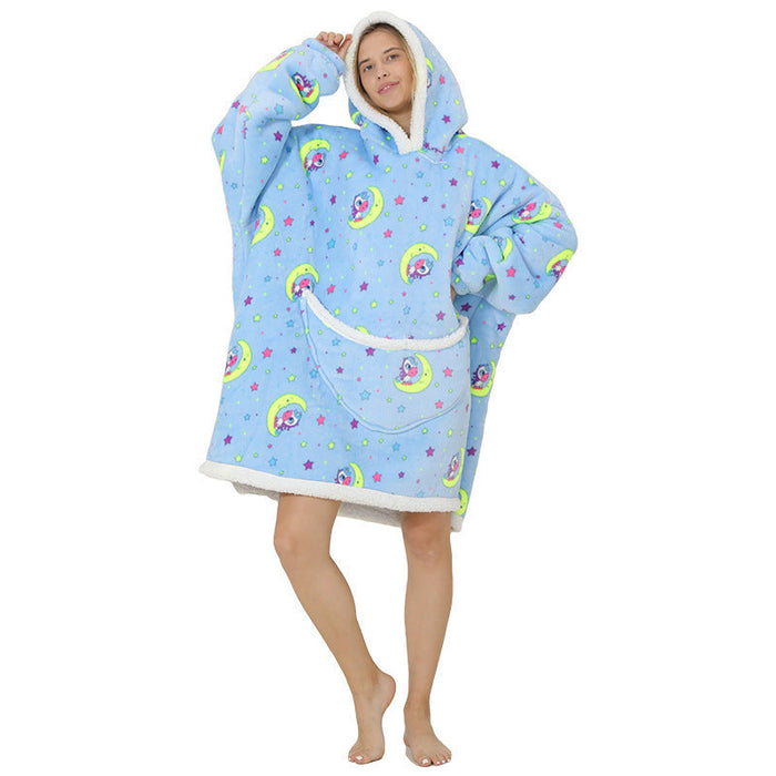 Color-Moon Pony Adult Cold-Proof Clothes-Pajamas Thickened Double-Layer Lazy Can Wear Lazy Blanket Super Soft Lazy Hooded Pajamas Double-Layer Lazy Sweater-Fancey Boutique