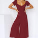 Color-Women Wear off-Neck Short-Sleeved Jumpsuit Sexy Trend Elegant Wide-Leg Trousers-Fancey Boutique