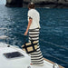 Color-Striped Collared Pocket Short Sleeve Top Suit Beach Bohemian Contrast Color Long Skirt Women-Fancey Boutique