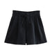Color-Black Shorts-Summer Women Clothing Linen Blended Slim Vest Casual Shorts-Fancey Boutique
