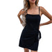 Color-Spot Women Clothing Sexy Solid Color Cami Dress Irregular Asymmetric Lace up Casual A line Dress-Fancey Boutique