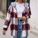 Color-Plaid Shirt Hooded Loose Casual Shacket Jacket Outerwear-Fancey Boutique