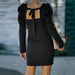 Color-Solid Color Knitted Autumn Winter New Back Hollow Out Cutout out Strap Square Collar Dress Sweater-Fancey Boutique