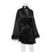 Color-Black-Autumn Winter Robe Feather Long Sleeve Pajamas Cardigan Casual Artificial Silk Casual Solid Color Ladies Home Wear-Fancey Boutique