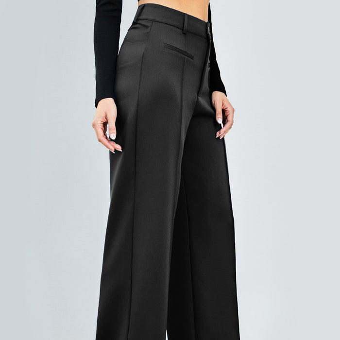 Color-Autumn Winter Professional Work Pant Women Casual Straight Leg Wide Leg Pants High Waist Slimming Draping Long Pants-Fancey Boutique