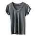 Color-Solid Color T shirt for Women Summer Simplicity U Collar Slimming Stretch T shirt Top for Women-Fancey Boutique