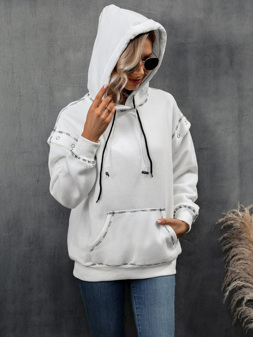 Color-Autumn Winter Women Clothing Hooded Sweater Raglan Sleeve Pullover Drawstring Long Sleeve Sweatshirt Tops Women-Fancey Boutique