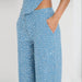 Color-Spring Summer Denim Sequ Tube Top Wide Leg Pants Suit-Fancey Boutique