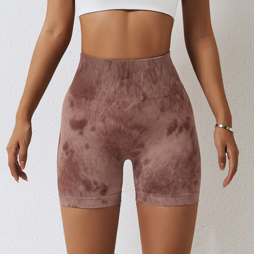 Color-Brown-Spring Splash Dyeing Seamless Yoga Shorts Women Sports Fitness Shorts High Waist Hip Lift Skinny Yoga Pants-Fancey Boutique