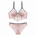 Color-Pink-Sexy Underwear Thin Cup Braces Vest Bra Push up Crocheted Lace Long Bra Set-Fancey Boutique