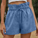Color-Blue-Casual Comfortable Shorts for Women Summer High Waist Lace-up Loose Wide Leg Pants Women-Fancey Boutique