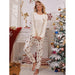 Color-Popular Home Wear Women Deer Printed Pajamas Long Sleeve Two-Piece Suit Thick Spring Autumn Christmas-Fancey Boutique