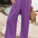 Color-Purple-Spring Summer Women Casual Trousers Casual Cotton Distressed Mid Waist Trousers Outer Wear-Fancey Boutique