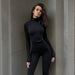 Color-Sexy Wind Black Stand Collar Slimming Slim Fit Waist Tight Casual Pants Fashionable All Match Sports One Piece Trousers-Fancey Boutique