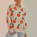 Color-Autumn Winter Casual Loose Orange Pattern round Neck Long Sleeve Knitted Pullover Sweater Women-Fancey Boutique