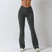 Color-Gray-Brushed Tight Dance Wide-Leg Pants Hip Raise High Waist Casual Flared Pants Fitness Sports Yoga Pants-Fancey Boutique
