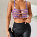 Color-Purple Splicing Pink-Gem Stitching Sexy Backless Underwaist Nightclub Tops Women Clothing-Fancey Boutique