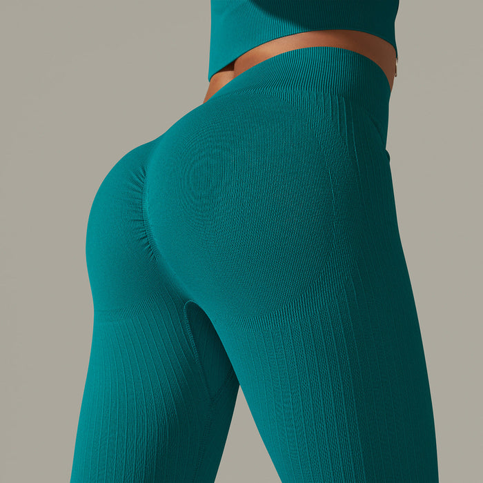 Color-Trousers-Dark Green-Seamless Knitted Peach Hip Raise Solid Color Tight High Waist Yoga Pants Sports Running Fitness Pants Women-Fancey Boutique