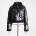 Color-Maillard Faux Shearling Jacket Short Coat Autumn Retro Design Stitching Leather Coat-Fancey Boutique
