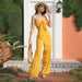 Color-Summer Trousers without Belt Straight Yellow Adult Office Pure High Waist Jumpsuit-Fancey Boutique