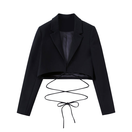 Color-Blzaer-Bowknot Decoration Short Blazer Suit Set Mid Length Pantskirt-Fancey Boutique