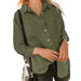 Color-Army Green-Women Clothing Shirt Spring Autumn Loose Double Pocket Long Sleeve Casual Coat Shirt-Fancey Boutique