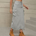 Color-Light Gray-Women Clothing Skirt Casual Mid Length Skirt-Fancey Boutique