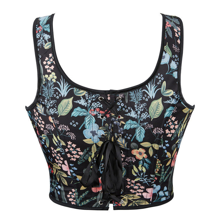 Color-Black Floral Adjustable Shoulder Strap Women Tube Top Push up Top-Fancey Boutique