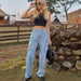 Color-Light Blue-Denim Washed Multi Pocket Design Overalls Trousers Casual Pants Women-Fancey Boutique