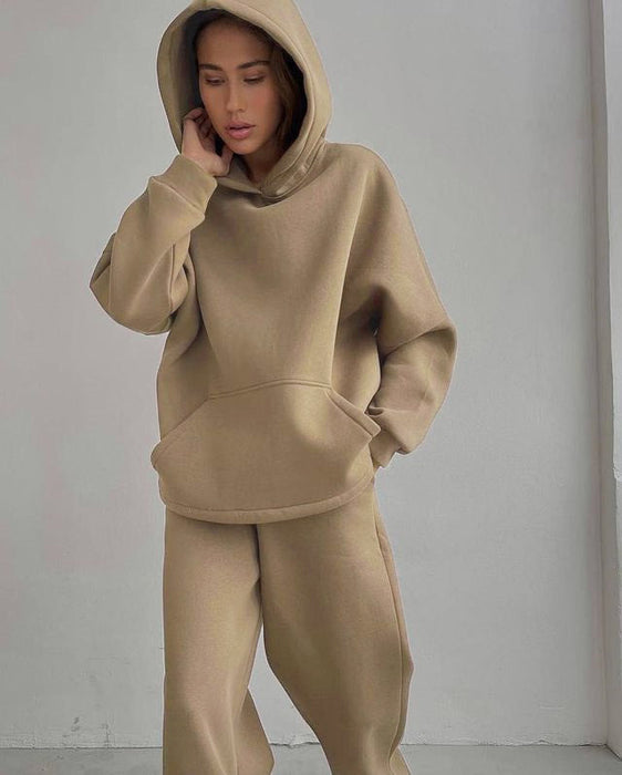 Color-Autumn Winter Loose Exercise Hooded Sweater Set Women Casual Straight Leg Pants Two Piece Set-Fancey Boutique