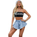 Color-Women Clothing Office High Waist Wash Loose Slimming Denim Shorts-Fancey Boutique