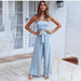Color-light blue-Spring Summer offthe Neck cropped Strap One Piece Trousers Women Clothing-Fancey Boutique