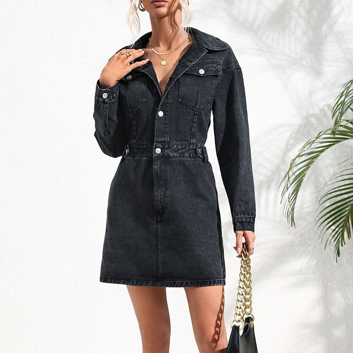 Color-Trendy Grace Elegant Denim Dress Women-Fancey Boutique