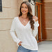 Color-Women Clothing Pullover Solid Color Knitted Bottoming Shirt Spring V Neck Sweater-Fancey Boutique