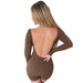 Color-Brown-Women Clothing Goods Comfortable Rib Fabric Solid Color Sexy Backless Jumpsuit-Fancey Boutique