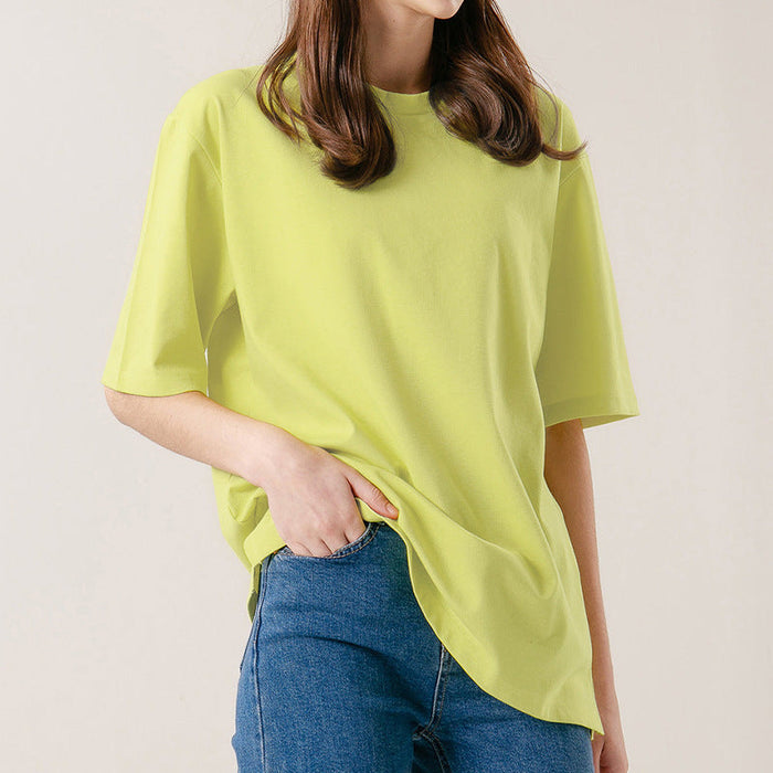 Color-All Cotton T shirt Women Summer Loose Korean T shirt Brushed Cotton Couple Top-Fancey Boutique