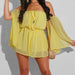 Color-Yellow-Short Sleeved Women Chiffon Women Summer Women Clothing Summer Romper-Fancey Boutique