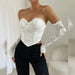 Color-Sexy Lace Steel Ring Boning Corset Diamond Long Sleeve Solid Color Tube Top-Fancey Boutique