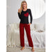 Color-Pajamas Women Autumn Winter Christmas Plaid Love Long Sleeve Homewear Set-Fancey Boutique