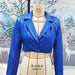 Color-Blue Coat-Women Clothing Autumn Winter Tube Top Split Dress Women Collared Short Coat Women Leather Top-Fancey Boutique