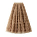 Color-Dark Khaki-Mesh Tiered Skirt Women Spring Autumn Dress Fairy White Yarn Skirt Pleated-Fancey Boutique